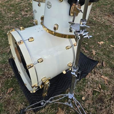 Tama Starclassic Maple MIJ 13,16,22 with matching snare 1990s - Piano White Lacquer /Gold hdwr. image 18