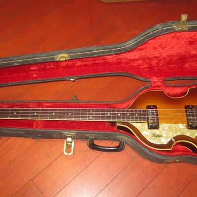 1965 Hofner 500/1 Beatle Bass LEFTY Sunburst w/ Original Hardshell Case image 6