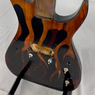 Unbranded Custom Strat Style Single Humbucker Electric Guitar Body - Flame Etched Top image 3