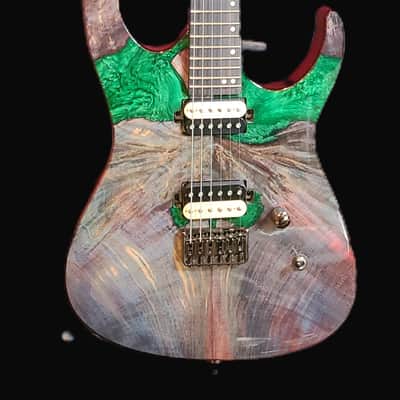 Leo Jaymz Monsoon Deluxe Electric Guitar – Burl & Resin Finish + Case – Pro Setup image 2