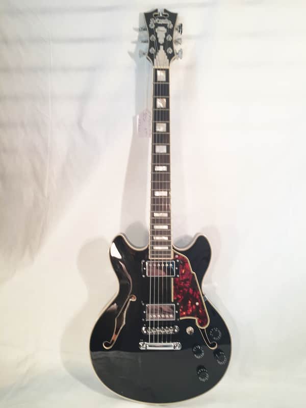 D'Angelico-Premier Mini DC Semi-Hollow Body Electric Guitar-Black Flake-w/Gig Bag image 1