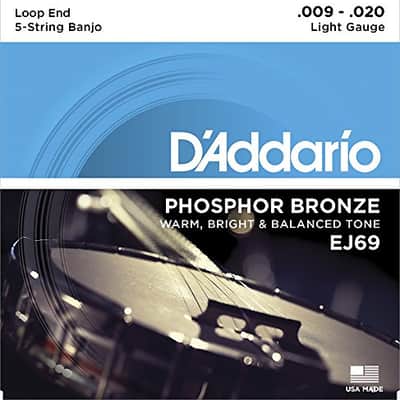 D'Addario EJ69 Phosphor Bronze 5-String Banjo Stri image 1