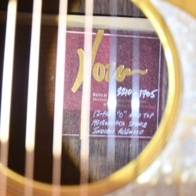 Hozen O 12 Fret Parlor Gold Top Adirondack Indian Rosewood Slotted Headstock #2210-1705 image 3