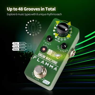FLAMMA FC12 Drum Machine Guitar Pedal Drum Pedal with Real-Time FILL Function, Guitar Effect Pedal with 48 Drum Grooves 6 Music Styles & Tap Tempo EQ Presets, 44.1kHz/24Bit Mini Pedal image 2