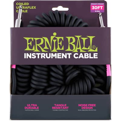 Ernie Ball P06044 Ultraflex Coiled 25' Straight to Straight TS Instrument Cable