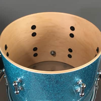 C&C Custom Drum Set Cardwell Drums USA Order Made 10/14/22 CC Rock Kit Turquoise Sparkle American Maple Shells Tube Lugs image 7