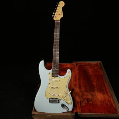 Fender Stratocaster 1961 Slab Board Sonic Blue all original except refinish w/OHSC image 9