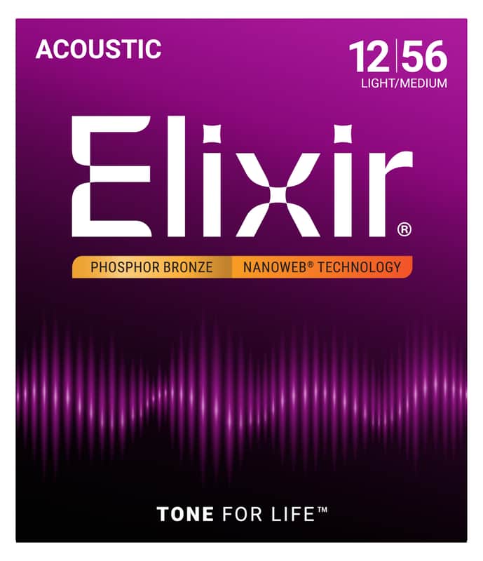 Elixir Nanoweb Acoustic Phosphor Strings, Light/Medium  12-56 image 1