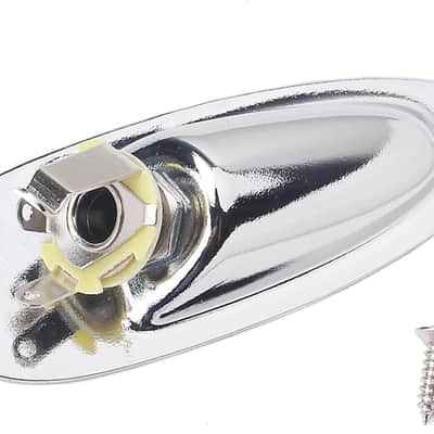 Boat style 1/4 inch Guitar Input Jack Socket Plate Output Loaded parts Guitar Strat jack for Stratocaster Strat St Mono for Electric Guitar Replacement Parts (Chrome) image 5