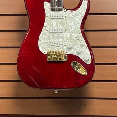 Squier Pro Tone Stratocaster with Rosewood Fretboard in Crimson Red Transparent 1997 image 2