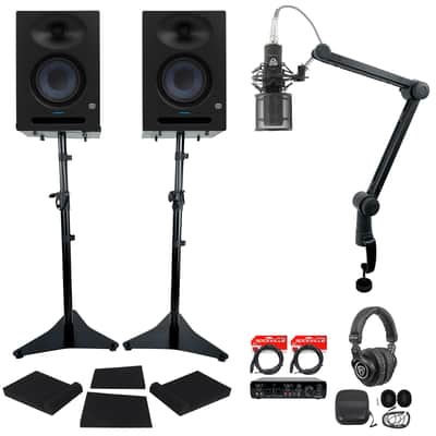 Pair Presonus Studio 8 Active 8" Studio Monitors+Interface+Mic+Headphones+Stands image 1