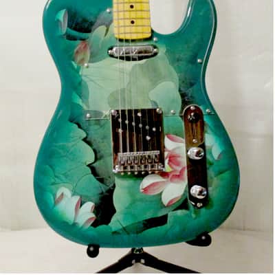 Bullfighter D133 - TL Series Electric Guitar - Lotus/Dark Green Color with Flower Graphic image 4