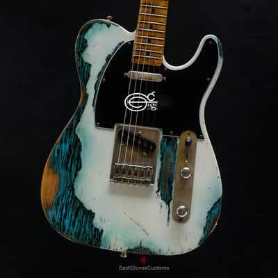 Fender Telecaster 50th Anniversary Olympic White over Blue Zebra Heavy Aged Relic (RARE) image 14