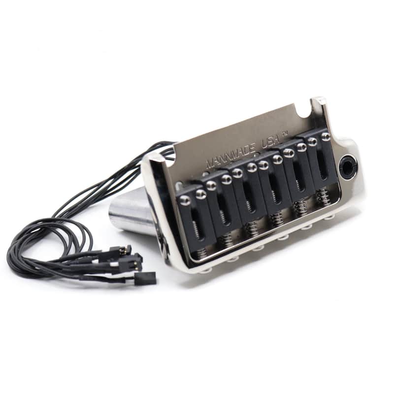MannMade USA 2-Post Tremolo Bridge - Piezo - Nickel - fits 2 post Strat style guitars image 1