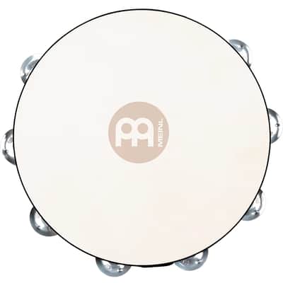 Meinl Traditional Wood Tambourine Goatskin 2 rows aluminum 10in image 3