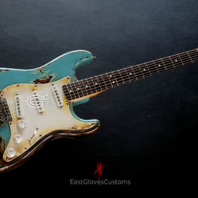 Fender Stratocaster 60th  Anniversary Daphne Blue Heavy Aged Relic by East Gloves Customs image 12