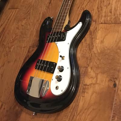Vintage early 70's Univox Hi-Flier Bass Sunburst with Fitted Hard Case image 3