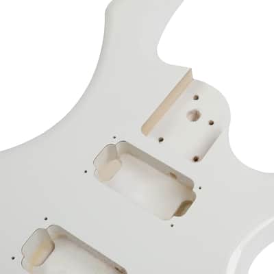 Cxxss DIY 6 String Flame Shaped Style HSH Electric Guitar Kits with Mahogany Body, Maple Neck and Accessories White image 4