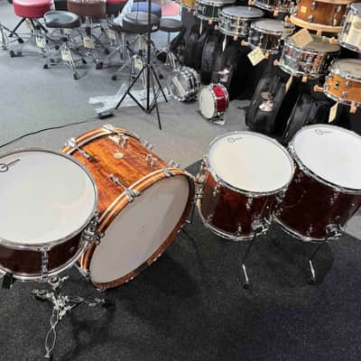 ~WOW!~ Doc Sweeney Drums 'Havana Nights' Caribbean Rosewood 13/14/16/24 Drum Kit Set in Hi-Gloss Poly Lacquer with Chrome Hardware image 7