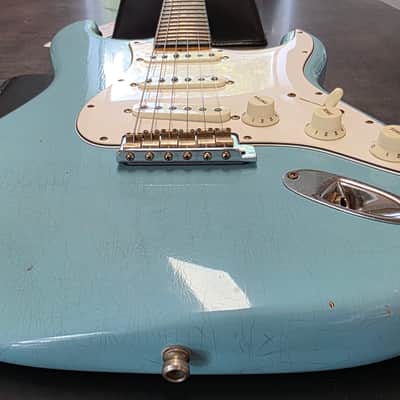 Fender Custom Shop Postmodern Journeyman Stratocaster 2016 Daphne Blue Relic Aged Roadworn American Vintage 60s 1960's Reissue USA Guitar close to Sonic Blue heavy relic post modern image 9