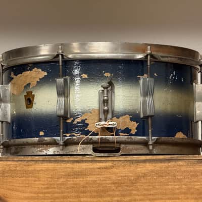 1950's WFL 6.5x14 Blue & Silver Duco Contest Model 8-Lug Snare Drum image 3
