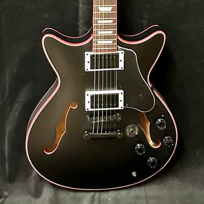 Rafferty Semi Hollow - Satin black with red binding image 10