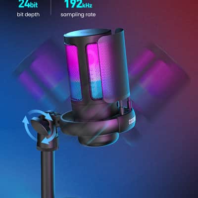 COCONISE Gaming Microphone, USB PC Mic for Podcasts Videos, Streaming, Condenser Mic with Quick Mute, Tripod Stand, Pop Filter, RGB Indicator, Shock Mount, Rotate gain button, Compatible with PS4/5/PC image 6