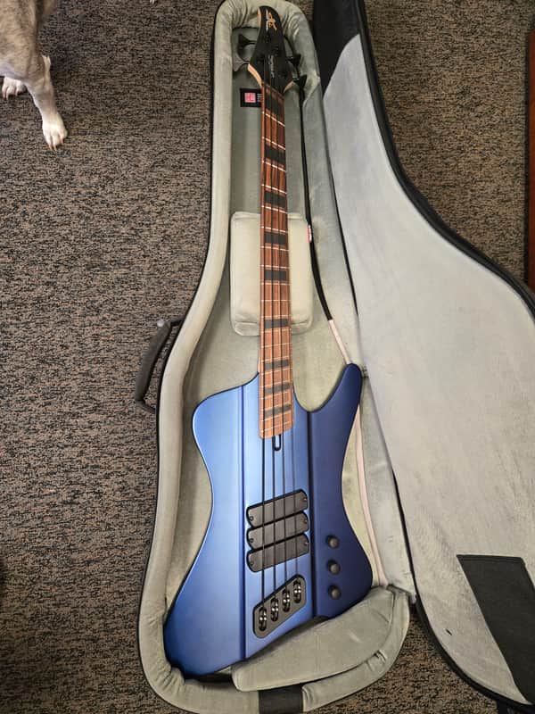 Dingwall D-Roc Standard - Blue to Purple Colorshift with Neck Illusion Black Vinyl Blocks image 1