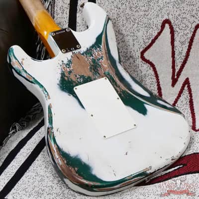 Fender Custom Shop Wild West White Lightning Stratocaster HSS Floyd Rose Maple Board 22 Frets Heavy Relic British Racing Green 8.00 LBS image 12