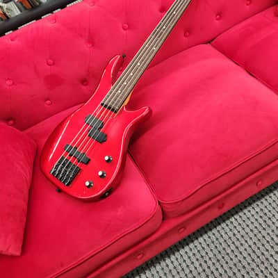 Unknown Fretless 5 string bass Red as is image 2