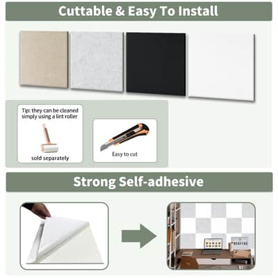 20Pcs Self Adhesive Acoustic Panels - 12 X 12 X 0.32 Inches Sound Absorbing Panels, Wall And Ceiling Decorative Sound Panels, Acoustical Treatment Felt Tiles For Home, Recording Studio image 6