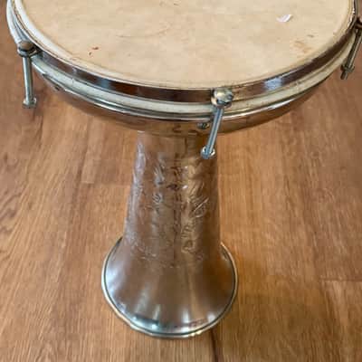 Vintage Aluminum Floral Darkuba Hand Drum 12" Read Description image 1