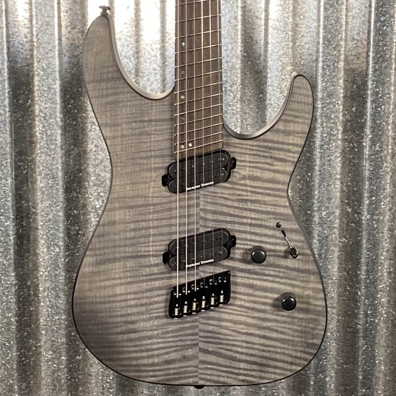 ESP LTD M-1000 Multi Scale Flame Top See Thru Black Satin Guitar M1000MSFMSTBLKS #0382 Used image 1