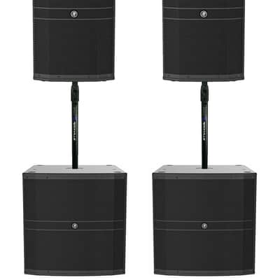 2) Mackie DRM212-P 1600w 12" DJ PA Speakers+2) 18" Passive Subs+Air Assist Mount image 1