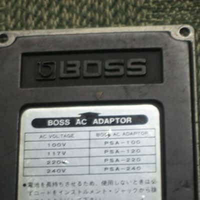 used medium relic'd genuine Boss Bottom Plate (Silver Label Taiwan) for compact (regular) size pedal, from March 1991 - PLATE PART: Metal w/ Silver Finish / BOTTOM LABEL: SLT / EXTERIOR PADDING: Black stiff hardened rubber - NO: pedal/screws/other items image 4