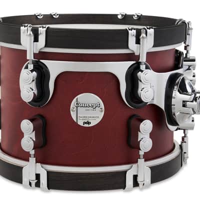 PDP Concept Classic 7x10 Ox Blood Stain Tom with Ebony Stain Hoops image 2