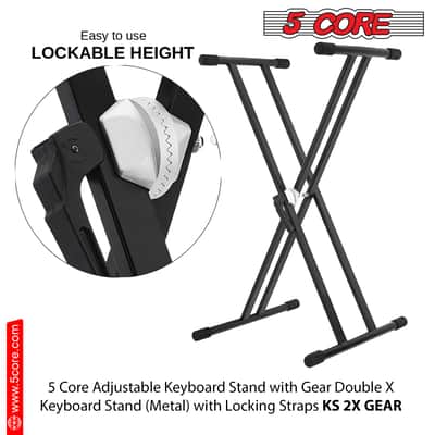 5 Core Keyboard Stand Dual X Shape Gear Adjustable Foldable Portable Key Board DJ Controller Stands image 3