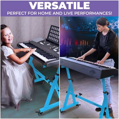 Liquid Stands Z-Style Keyboard Stand with Wheels - Portable, Heavy-Duty Stand Fits 54-88 Key Electric Pianos (Light Blue) image 6
