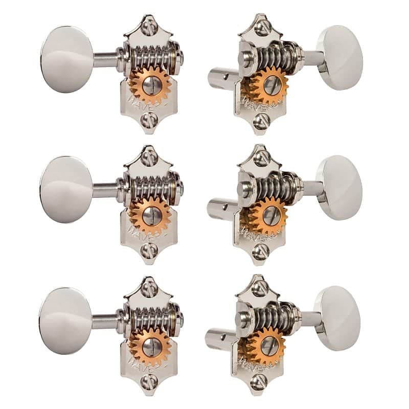 Waverly Guitar Tuners with Vintage Oval Knobs for Slotted Pegheads, Nickel, 3L/3R image 1