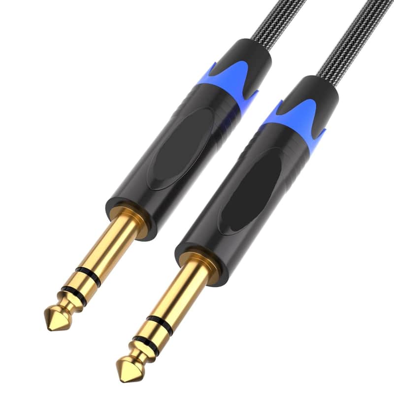 1/4 inch TRS Cable, Quarter inch 1/4 TRS Balanced Stereo Audio Cable Male to Male Pro Interconnect Cable Guitar Cable, Nylon Braid - 3 FT image 1