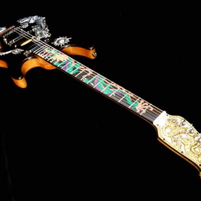 Blueberry Handmade Electric Guitar with Solid Silver and Gold Inlays image 12