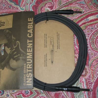 TWO new in package D'Addario Classic Series Instrument Cable Straight to Straight, 10ft. PW-CGT-10, Black / ultra-pure, oxygen-free copper coaxial conductor with dense spiral shielding in a low capacitance design / Double molded plug design image 10