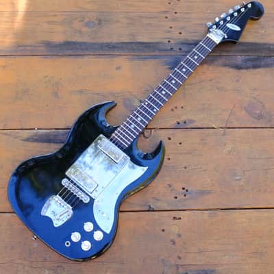 Vintage Fujigen SG Copy NEW FRETS! (Encore) ca 1966 - Black MIJ W/Hagstrom image 2