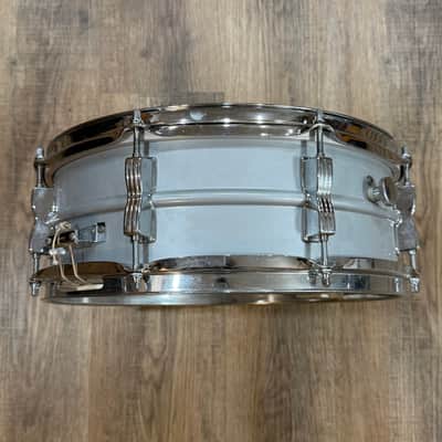 Ludwig L-404 Acrolite 5x14" 8-Lug Aluminum Snare Drum with Rounded Blue/Olive Badge 1980’s image 5