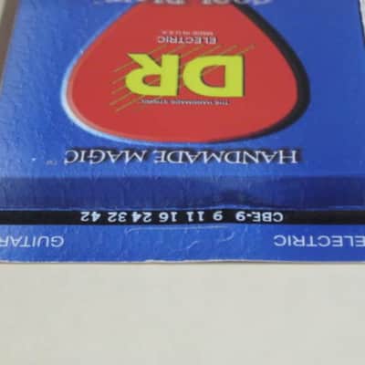 ONE SET new in packaging (old stock) DR CBE-9 (9-42) COOL BLUE electric guitar strings (9, 11, 16, 24,32, 42) "The High Performance Coating" Blue coated electric guitar strings on a hexagonal core + 2 extra gauge 9 strings (1 Elixir & 1 D'Addario) image 20