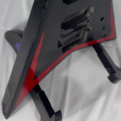 Unbranded RR Rhoads Style Electric Guitar Body 2000s - Custom Painted Black W/ Red Stripe image 4