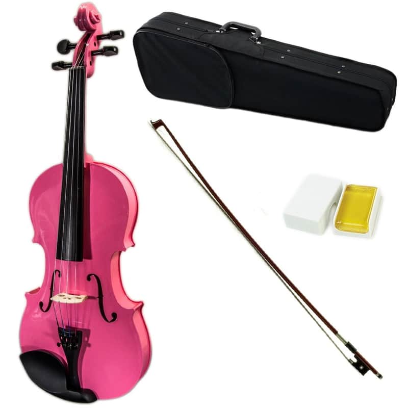 4/4 Full Size Solid Wood Pink Violin Kit Case Rosin with Brazilwood Bow image 1
