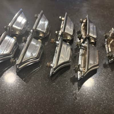 9 Vintage Rogers Fullerton 1970s beavertail Bass Drum Lugs Large Springless Big R 609322 image 4