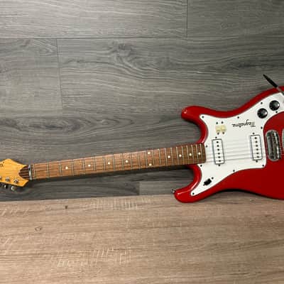 1965 Magnatone Tornado X-15 Red Sparkle Electric Guitar with Hard Case #2687 image 12