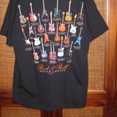new old stock (NO paper hang-tag) A+ Taboo Rock Rock and Roll Guitar Heaven Shirt (XL) Black T shirt w/ many iconic guitars graphic (NO packaging) image 1